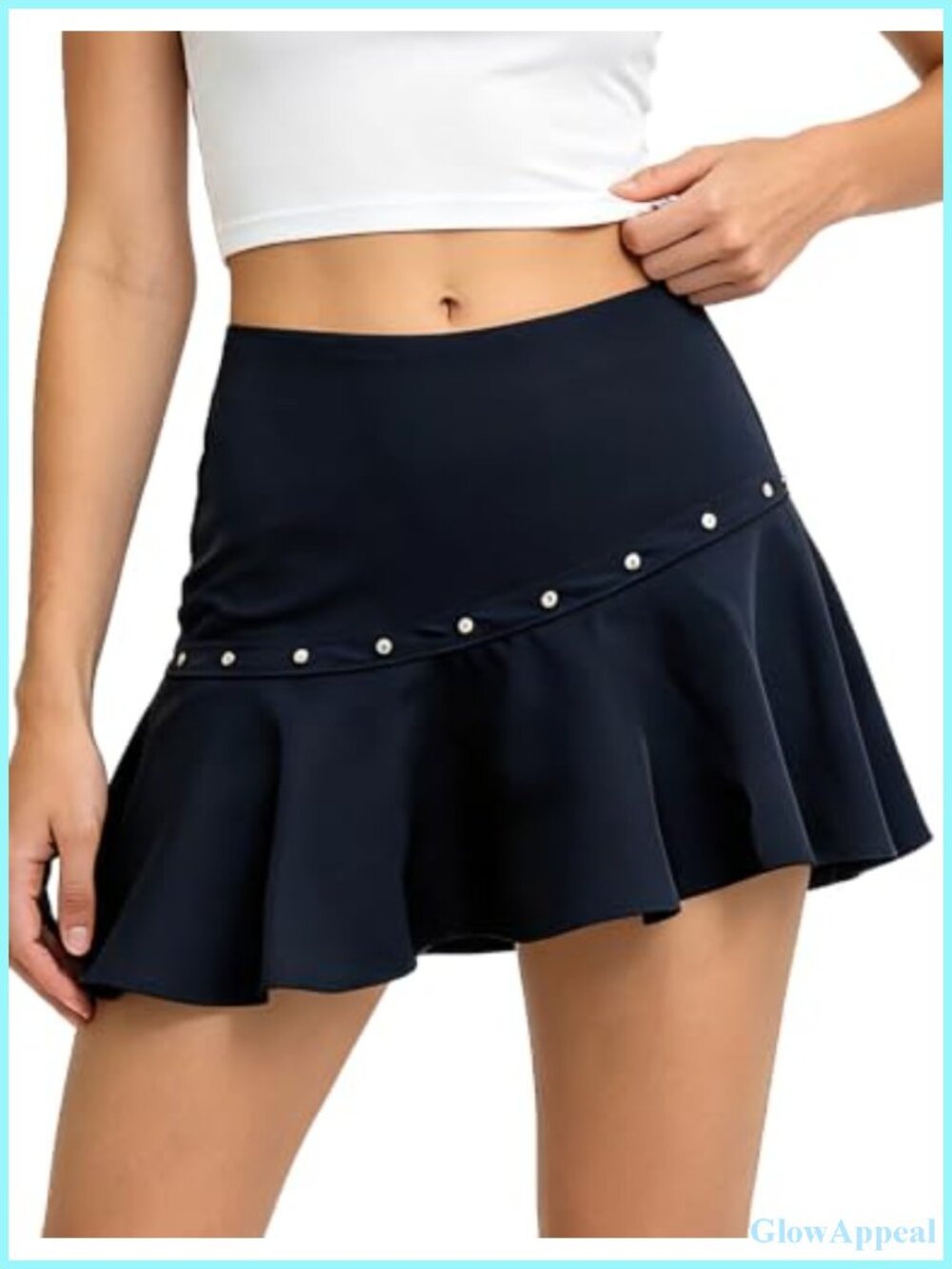 Women's Ruffle Mini Skirt Asymmetric Hem Low Rise Zipper Party